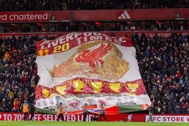 Football - FA Premier League - Liverpool FC v Leeds United FC LIVERPOOL, ENGLAND - New Year s Day, Thursday, January 1, 2026: Liverpool supporters banner with the club s honours before the FA Premier League match between Liverpool FC and Leeds United FC at Anfield. (Photo by David Rawcliffe Propaganda) LIVERPOOL Anfield MERSEYSIDE ENGLAND  Copyright: xDavidxRawcliffex P2026-01-01-Liverpool_Leeds-18
