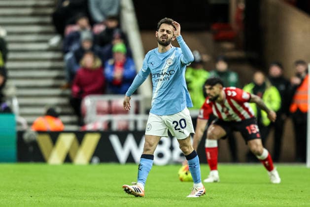 Premier League Sunderland v Manchester City Bernardo Silva of Manchester City reacts during the Premier League match Sunderland vs Manchester City at Stadium Of Light, Sunderland, United Kingdom, 1st January 2026 (Photo by Alfie Cosgrove News Images) Sunderland Stadium Of Light Tyne and Wear United Kingdom Copyright: xAlfiexCosgrove NewsxImagesx