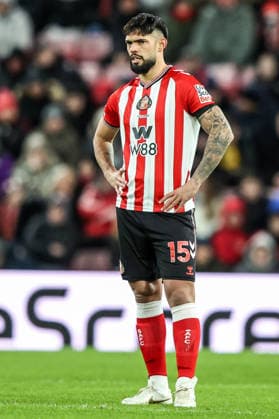 Premier League Sunderland v Manchester City Omar Alderete of Sunderland during the Premier League match Sunderland vs Manchester City at Stadium Of Light, Sunderland, United Kingdom, 1st January 2026 (Photo by Alfie Cosgrove News Images) Sunderland Stadium Of Light Tyne and Wear United Kingdom Copyright: xAlfiexCosgrove NewsxImagesx