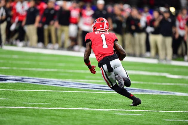 January 1, 2026, New Orleans, Louisiana, USA: Georgia Bulldog WR 1 ZACHARIAH BRANCH punt return for 12 yards against the Ole Miss Rebels in the first quarter. New Orleans USA - ZUMAl187 20260101_zsp_l187_060 Copyright: xJamesxLeyvax