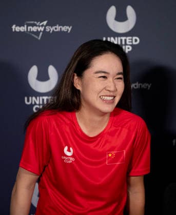 (260102) -- SYDNEY, Jan. 2, 2026 -- Zhu Lin of team China participates in the media conference of the United Cup Sydney tennis tournament at Ken Rosewall Arena in Sydney, Australia, Jan. 2, 2026. ) (SP)AUSTRALIA-SYDNEY-TENNIS-UNITED CUP-CHINA-MEDIA CONFERENCE MaxPing 