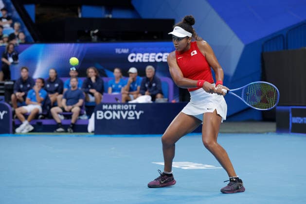 TENNIS UNITED CUP PERTH, Naomi Osaka of Japan in action against Maria Sakkari of Greece during the United Cup day one match between Greece and Japan at RAC Arena in Perth, Friday, January 2, 2026. ( NO ARCHIVING, EDITORIAL USE ONLY PERTH WESTERN AUSTRALIA AUSTRALIA  Copyright: xRICHARDxWAINWRIGHTx 20260102145121974265
