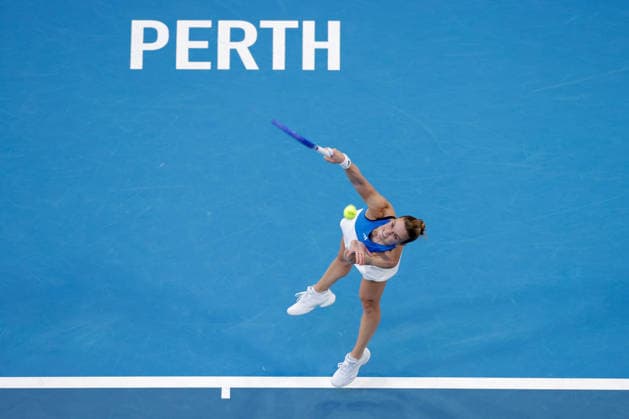 TENNIS UNITED CUP PERTH, Maria Sakkari of Greece in action against Naomi Osaka of Japan during the United Cup day one match between Greece and Japan at RAC Arena in Perth, Friday, January 2, 2026. ( NO ARCHIVING, EDITORIAL USE ONLY PERTH WESTERN AUSTRALIA AUSTRALIA  Copyright: xRICHARDxWAINWRIGHTx 20260102198487331706