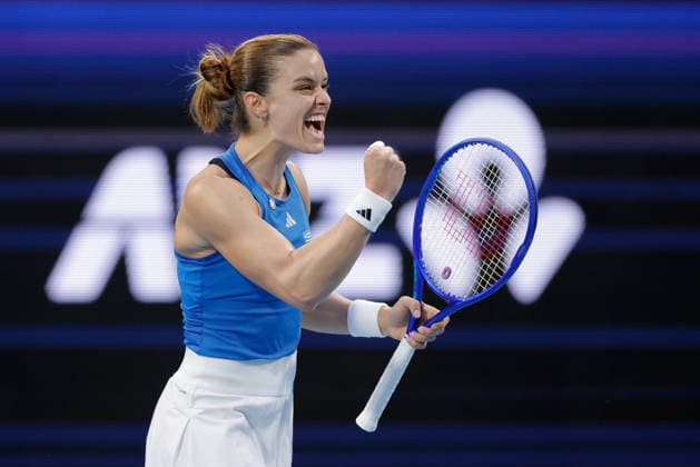 TENNIS UNITED CUP PERTH, Maria Sakkari of Greece celebrates after winning against Naomi Osaka of Japan during the United Cup day one match between Greece and Japan at RAC Arena in Perth, Friday, January 2, 2026. ( NO ARCHIVING, EDITORIAL USE ONLY PERTH WESTERN AUSTRALIA AUSTRALIA  Copyright: xRICHARDxWAINWRIGHTx 20260102119852320273