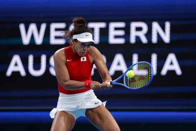 TENNIS UNITED CUP PERTH, Naomi Osaka of Japan in action against Maria Sakkari of Greece during the United Cup day one match between Greece and Japan at RAC Arena in Perth, Friday, January 2, 2026. ( NO ARCHIVING, EDITORIAL USE ONLY PERTH WESTERN AUSTRALIA AUSTRALIA  Copyright: xRICHARDxWAINWRIGHTx 20260102143694912058