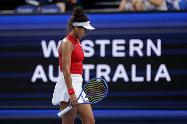 TENNIS UNITED CUP PERTH, Naomi Osaka of Japan in action against Maria Sakkari of Greece during the United Cup day one match between Greece and Japan at RAC Arena in Perth, Friday, January 2, 2026. ( NO ARCHIVING, EDITORIAL USE ONLY PERTH WESTERN AUSTRALIA AUSTRALIA  Copyright: xRICHARDxWAINWRIGHTx 20260102174837728905