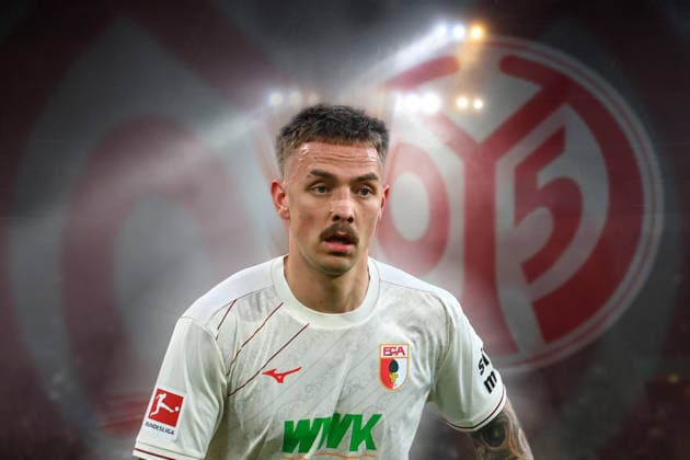 ACHTUNG FOTOMONTAGE! Phillip TIETZ wechselt vom FC Augsburg zum 1.FSV Mainz 05 (ARCHIVFOTO). Fussball 1. Bundesliga Saison 2025 2026