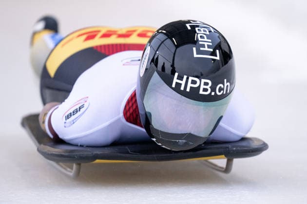 WINTERBERG, GERMANY - JANUARY 02: Jacqueline Pfeifer of Germany coming off the start block on day 1 of the IBSF World Cup 2025 2026 at Veltins Ice Arena of Winterberg during heat 1 of the women s skeleton competition on 02.1.2026 in Northrhine-Westphalia Germany. Photo Oliver Kremer Beautiful Sports. Northrhine-Westphalia Germany Copyright: xBEAUTIFULxSPORTS OliverxKremerx