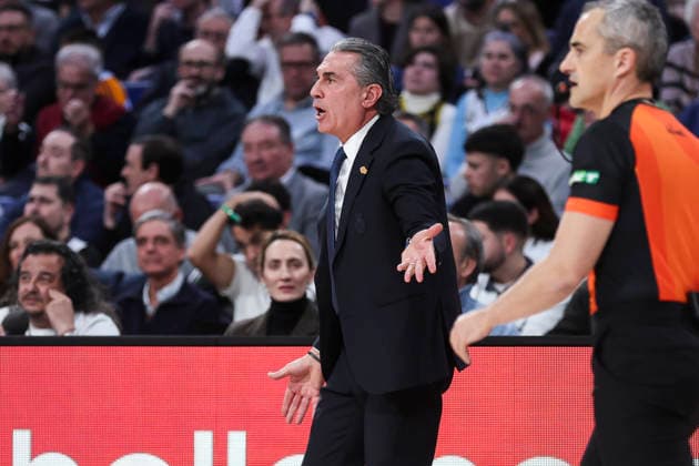 January 2, 2026, Madrid, Madrid, Spain: Sergio Scariolo, head coach of Real Madrid gestures during the Turkish Airlines EuroLeague Regular Season Round 19 match between Real Madrid and Dubai Basketball at Movistar Arena on January 02 2026, in Madrid, Spain. Madrid Spain - ZUMAa181 20260102_zaa_a181_157 Copyright: xIrinaxR.xHipolitox