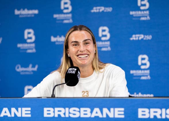 January 3, 2026, Brisbane, Qld, Australia: ARYNA SABALENKA of Belarus speaks to the media during a press conference, PK, Pressekonferenz ahead of the Brisbane International. Brisbane Australia - ZUMAt173 20260103_zsp_t173_020 Copyright: xStephanexThomasx