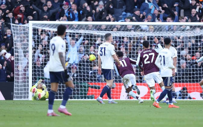 Ollie Watkins (AV) scores the first Villa goal (1-0) at the Aston Villa v Nottingham Forest EPL match, at Villa Park, Birmingham, UK on 3rd January, 2026. 