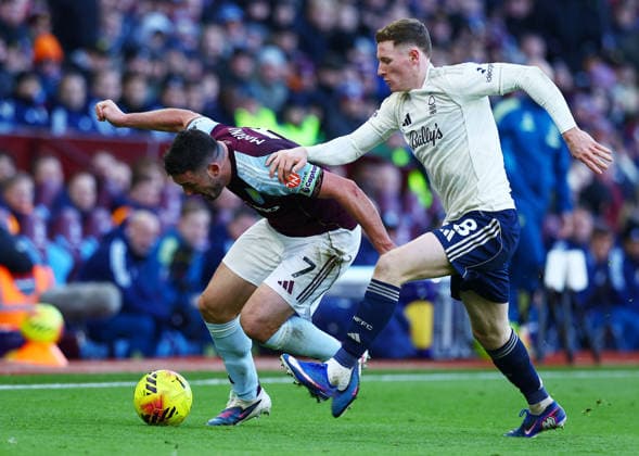 John McGinn of Aston Villa and Elliot Anderson of Nottingham Forest Aston Villa v Nottingham Forest, Premier League, Football, Villa Park, Birmingham, UK - 03 Jan 2026Birmingham Villa Park United Kingdom EDITORIAL USE ONLY No use with unauthorised audio, video, data, fixture lists, club league logos or live services. Online in-match use limited to 120 images, no video emulation. No use in betting, games or single club league player publications. Copyright: xMattxWest Shutterstockx 16220496ax