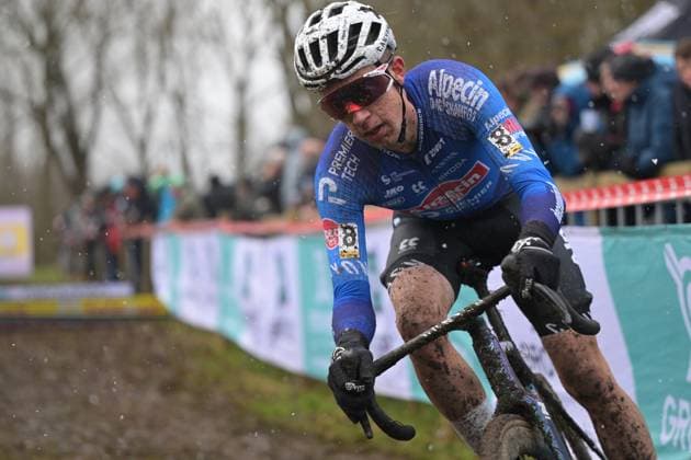 Belgian Jente Michels pictured in action during the men elite race at the cyclocross cycling event in Gullegem on Saturday 03 January 2026, stage 7 8 in the Superprestige cyclocross cycling competition DAVIDxPINTENS  x153284758x