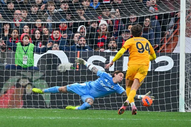 Pisa™s goalkeeper Adrian Semper in action during the Serie A soccer match between Genoa and Pisa at the Luigi Ferraris Stadium in Genoa, Italy - Saturday, January 03, 2025. - Soccer .  Copyright: xTanoxPecoraro LaPressex