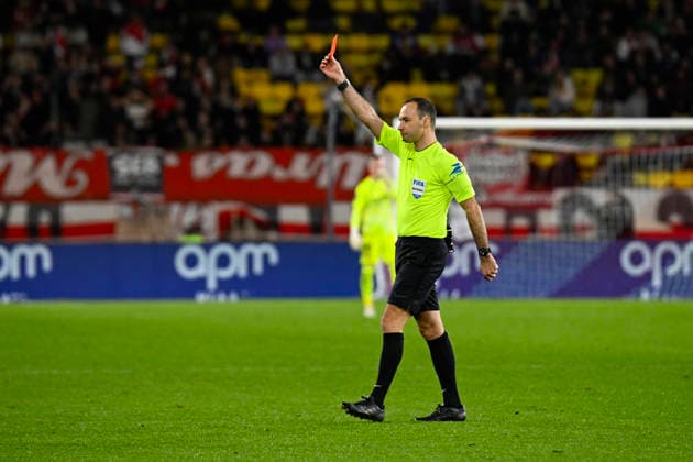 FOOTBALL : AS Monaco VS Olympique Lyonnais - Ligue 1 Mc™Donalds - 03 01 2026 Red card Mamadou Coulibaly (ASM) - Ligue 1 McDonald™s match between AS Monaco and Olympique Lyonnais on January 03, 2026 at the Louis II Stadium in Monaco. MonacoMonaco  Copyright: xWilliamxCannarellax