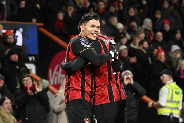 Bournemouth v Arsenal, Premier League Goal 1-0 - Evanilson (9) of AFC Bournemouth celebrates scoring the opening goal during the Premier League match between Bournemouth and Arsenal at the Vitality Stadium, Bournemouth, UK on 3 January 2026. Bournemouth Vitality Stadium Dorset UK Editorial use only DataCo restrictions apply See www.football-dataco.com , Copyright: xGrahamxHuntx PSI-23517-0062