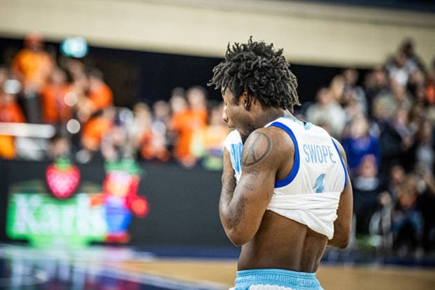Rostock, Deutschland 03. Januar 2026: 1.BBL - 2025 2026 - Rostock Seawolves vs. Skyliners Frankfurt Im Bild: Isaiah Swope (Frankfurt Skyliners) unzufrieden auf dem Spielfeld. Copyright: xFotostandx xVoelkerx