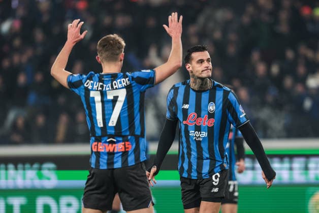Atalanta BC V AS Roma - Serie A Gianluca Scamacca of Atalanta BC celebrates after scoring a goal during the Serie A football match between Atalanta BC and AS Roma in Bergamo, Italy, on January 3, 2026, at New Balance Arena. Bergamo Italy  Copyright: xEmanuelexComincinix originalFilename:comincini-atalanta260103_np8n4.jpg