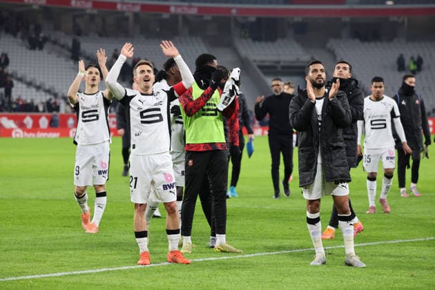 FOOTBALL : LOSC Lille vs Stade Rennais - Ligue 1 J17 - 03 01 2026 Joie des joueurs du Stade Rennais apres leur victoire lors du match LOSC Lille vs Stade Rennais, Ligue 1 J17, Decathlon Arena stade Pierre Mauroy, le 3 janvier 2026 - photo Laurent Sanson PsnewZ  Copyright: xLaurentxSANSONx xPsnewZx