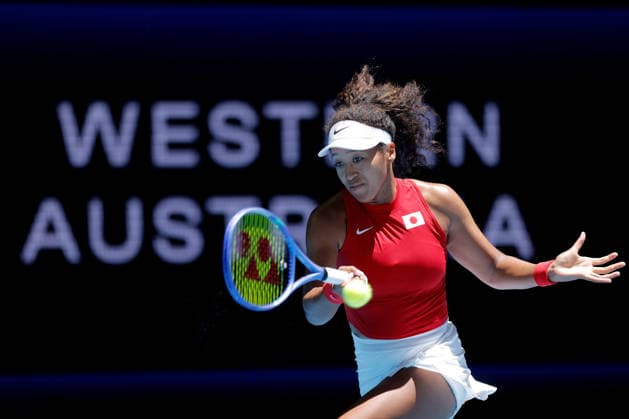 TENNIS UNITED CUP PERTH, Naomi Osaka of Japan in action against Katie Swan of Great Britain during the United Cup day three match between the Great Britain and Japan at RAC Arena in Perth, Sunday, January 4, 2026. ( NO ARCHIVING, EDITORIAL USE ONLY PERTH WESTERN AUSTRALIA AUSTRALIA  Copyright: xRICHARDxWAINWRIGHTx 20260104188463461900