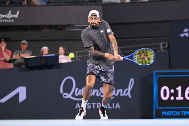 TENNIS BRISBANE INTERNATIONAL, Nick Kyrgios in action during day 1 of the Brisbane International tennis tournament at Pat Rafter Arena in Brisbane, Sunday, January 4, 2026. ( NO ARCHIVING, EDITORIAL USE ONLY BRISBANE QUEENSLAND AUSTRALIA  Copyright: xZAINxMOHAMMEDx 20260104126602695786