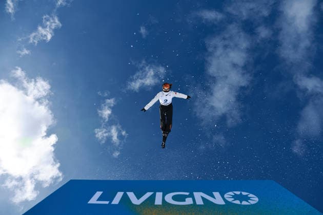 (260104) -- BEIJING, Jan. 4, 2025 -- China s Xu Mengtao attends a practice session for the 2024-2025 FIS Freestyle Ski World Cup at the Livigno Aerials & Moguls Park, in Livigno, Italy, March 11, 2025. ) (SP)XINHUA-PICTURES OF THE YEAR 2025-SPORTS NEWS LixJing 