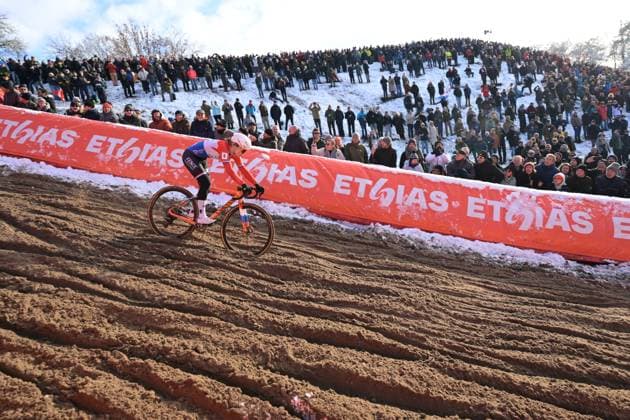 Dutch Puck Pieterse pictured in action during the women s elite race at the World Cup cyclocross cycling event in Zonhoven on Sunday 04 January 2026, stage 9 (out of 12) of the UCI World Cup competition. DAVIDxPINTENS  x153495308x