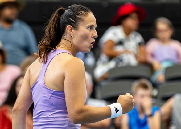 January 4, 2026, Brisbane, Qld, Australia: DARIA KASATKINA of Australia celebrates a point during her WomenÃ¢â‚¬â ¢s Singles round one match against ANASTASIA POTAPOVA of Austria at the Brisbane International. Potapova won the match 7-5 4-6 6-4 Brisbane Australia - ZUMAt173 20260104_zsp_t173_037 Copyright: xStephanexThomasx