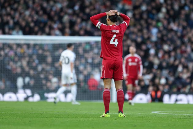 4th January 2026; Craven Cottage, Fulham, London, England; Premier League Football, Fulham versus Liverpool; Virgil van Dijk of Liverpool reacts during the match  HenningxvonxJagow