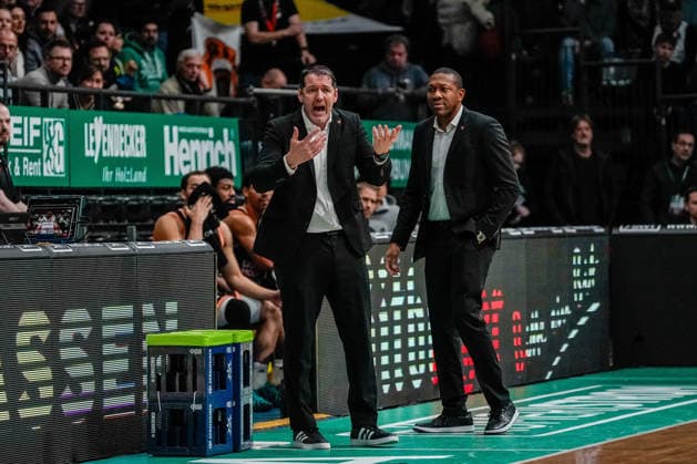 04.01.2026, xdaymx, Basketball easyCredit BBL, Gladiators Trier - Ratiopharm Headcoach Ty Harrelson (Trier) (DFL DFB REGULATIONS PROHIBIT ANY USE OF PHOTOGRAPHS as IMAGE SEQUENCES and or QUASI-VIDEO) Trier