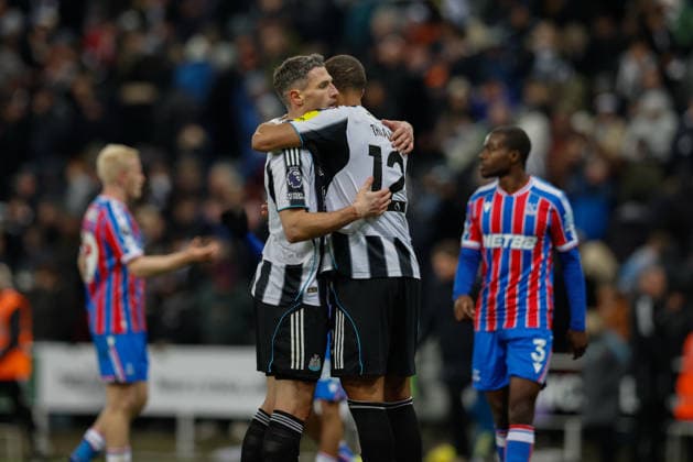 Newcastle United v Crystal Palace, Premier League Fabian Schar of Newcastle United and Malick Thiaw of Newcastle United at full time 2-0 during the Premier League match between Newcastle United and Crystal Palace at St. James s Park, Newcastle, UK on 4 January 2026. Newcastle St. James s Park Tyne and Wear UK Editorial use only DataCo restrictions apply See www.football-dataco.com , Copyright: xCraigxCowanx PSI-23512-0071
