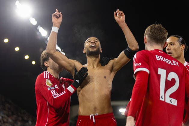 Football - FA Premier League - Fulham FC v Liverpool FC LONDON, ENGLAND - Sunday, January 4, 2026: Liverpool s Cody Gakpo celebrates after scoring his side s second goal during the FA Premier League match between Fulham FC and Liverpool FC at Craven Cottage. (Photo by David Rawcliffe Propaganda) LONDON Craven Cottage GREATER LONDON ENGLAND  Copyright: xDavidxRawcliffex P2026-01-04-Fulham_Liverpool-82