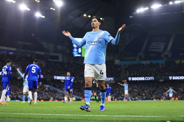 Football - Premier League - Manchester City v Chelsea 4th January 2026 - Premier League - Manchester City v Chelsea - Tijjani Reijnders of Manchester City celebrates after scoring their 1st goal - Photo: Simon Stacpoole Offside. Manchester UK Copyright: xSimonxStacpoolexOffside
