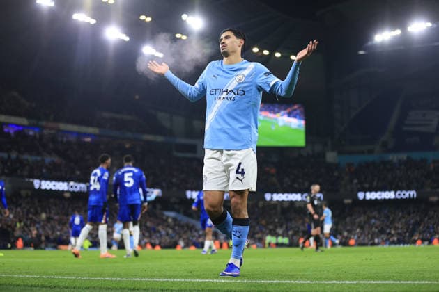 Football - Premier League - Manchester City v Chelsea 4th January 2026 - Premier League - Manchester City v Chelsea - Tijjani Reijnders of Manchester City celebrates after scoring their 1st goal - Photo: Simon Stacpoole Offside. Manchester UK Copyright: xSimonxStacpoolexOffside