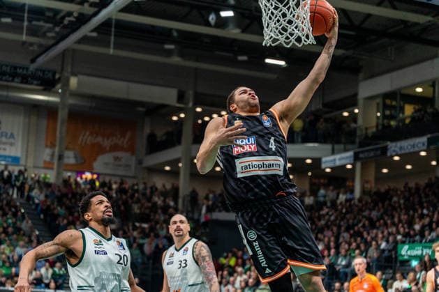 04.01.2026, xdaymx, Basketball easyCredit BBL, Gladiators Trier - Ratiopharm Ulm - Christopher Ledlum (Ulm) (DFL DFB REGULATIONS PROHIBIT ANY USE OF PHOTOGRAPHS as IMAGE SEQUENCES and or QUASI-VIDEO) Trier