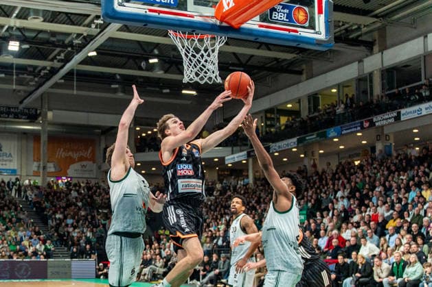 04.01.2026, xdaymx, Basketball easyCredit BBL, Gladiators Trier - Ratiopharm Ulm - Tobias Jensen (Ulm) (DFL DFB REGULATIONS PROHIBIT ANY USE OF PHOTOGRAPHS as IMAGE SEQUENCES and or QUASI-VIDEO) Trier