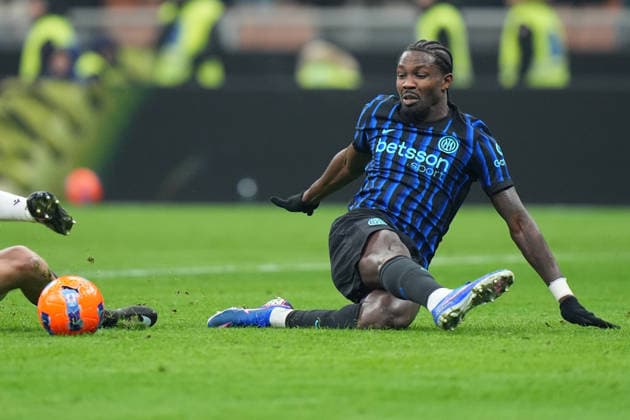 Inter Milan s Marcus Thuram during the Serie A soccer match between Inter and Bologna at the San Siro Stadium in Milan , north Italy - Sunday, January 04 , 2025. - Soccer .  Copyright: xSpada LaPressex