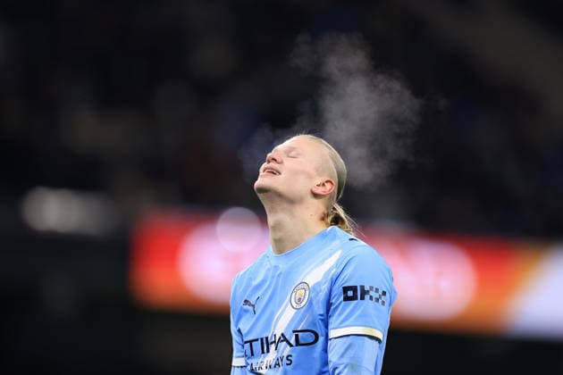 Football - Premier League - Manchester City v Chelsea 4th January 2026 - Premier League - Manchester City v Chelsea - Erling Haaland of Manchester City looks dejected - Photo: Simon Stacpoole Offside. Manchester UK Copyright: xSimonxStacpoolexOffside