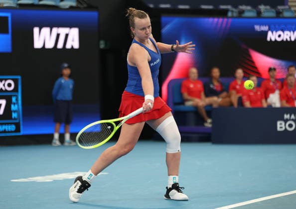 January 5, 2026, Sydney, New South Wales, Australia: BARBORA KREJCIKOVA of Czech Republic during the match against Norway in the double match group D during the United Cup at Ken Rosewall Arena, Sydney, Australia. Sydney Australia - ZUMAc278 20260105_zsp_c278_037 Copyright: xMarcinxCholewinskix