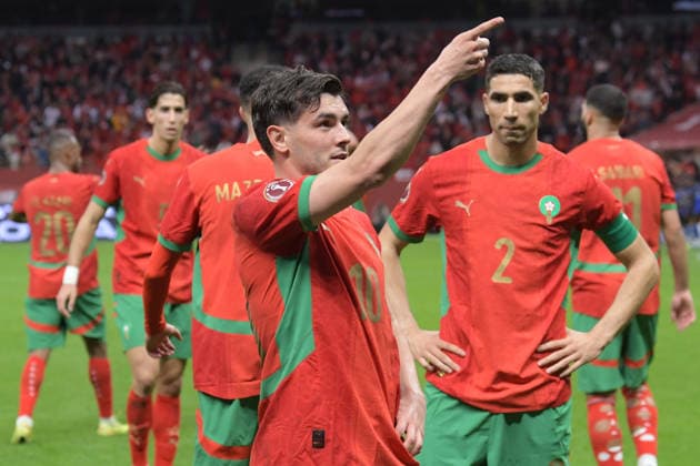 (260105) -- RABAT, Jan. 5, 2026 -- Morocco s Brahim Diaz (C) celebrates with his teammates during the Africa Cup of Nations round of 16 football match between Morocco and Tanzania in Rabat, Morocco, Jan. 4, 2026. (Photo by Xinhua) (SP)MOROCCO-RABAT-FOOTBALL-AFRICA CUP OF NATIONS-MOROCCO VS TANZANIA Aissa 