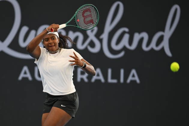 TENNIS BRISBANE INTERNATIONAL, Hailey Baptiste of The United States in action against Yulia Putintseva of Kazakhstan during day two of the Brisbane International tennis tournament at Pat Rafter Arena in Brisbane, Monday, January 5, 2026. ( NO ARCHIVING, EDITORIAL USE ONLY BRISBANE QUEENSLAND AUSTRALIA  Copyright: xZAINxMOHAMMEDx 20260105129155332090