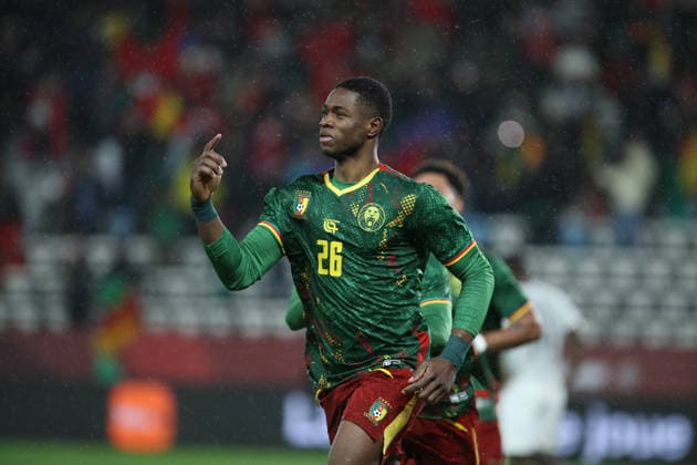 Rabat, Morocco - January 4: Christian Kofane of Cameroon national team, Nationalteam goal celebration during the Africa Cup of Nations Round of 16 match between South Africa and Cameroon at Al Barid Stadium on January 4, 2026 in Rabat, Morocco. South Africa v Cameroon - Round of 16 - Africa Cup of Nations 2025 Copyright: xSFSIx