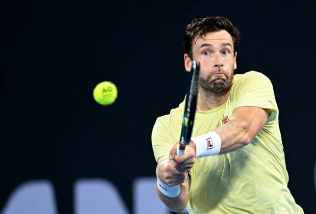 TENNIS BRISBANE INTERNATIONAL, Quentin Halys of France in action against Alexei Popyrin of Australia during day two of the Brisbane International tennis tournament at Pat Rafter Arena in Brisbane, Monday, January 5, 2026. ( NO ARCHIVING, EDITORIAL USE ONLY BRISBANE QUEENSLAND AUSTRALIA  Copyright: xDARRENxENGLANDx 20260105175987001254