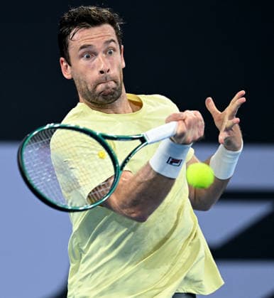 TENNIS BRISBANE INTERNATIONAL, Quentin Halys of France celebrates winning against Alexei Popyrin of Australia during day two of the Brisbane International tennis tournament at Pat Rafter Arena in Brisbane, Monday, January 5, 2026. ( NO ARCHIVING, EDITORIAL USE ONLY BRISBANE QUEENSLAND AUSTRALIA  Copyright: xDARRENxENGLANDx 20260105128300070665