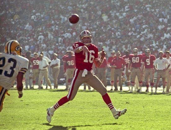 November 19, 1989 - San Francisco, California, U.S - San Francisco 49ers vs Green Bay Packers at Candlestick Park Sunday, November 19, 1989. Packers beat 49ers 21-17. 49er quarterback Joe Montana Copyright: xAlxGolubx