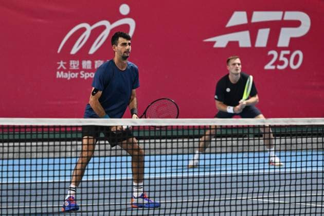 RECORD DATE NOT STATED Hong Kong Tennis Open - Day 2 An American tennis player Vasil Kirkov and a Dutch tennis player Bart Stevens, during a match at the Hong Kong Tennis Open(ATP250) on January 5, 2026 in Hong Kong. (Photo by Kobe Li Nexpher Images) Hong Kong