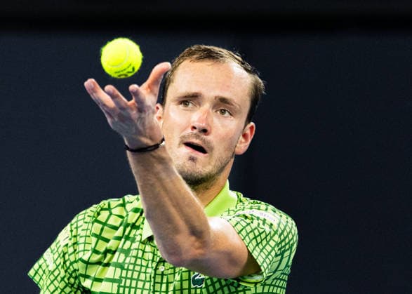 January 5, 2026, Brisbane, Qld, Australia: DANIIL MEDVEDEV of Russia serves during his MenÃ¢â‚¬â ¢s Singles round one match against MARTON FUCSOVICS of Hungary at the Brisbane International. Brisbane Australia - ZUMAt173 20260105_zsp_t173_053 Copyright: xStephanexThomasx