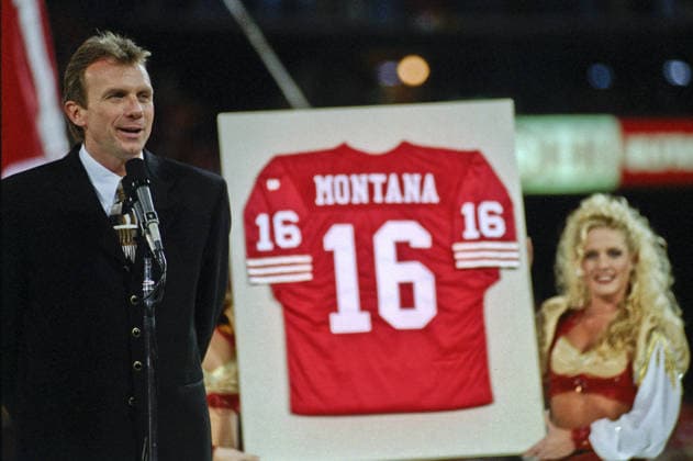 December 15, 1997 - San Francisco, California, U.S - San Francisco 49ers vs. Denver Broncos at Candlestick Park Monday, December 15, 1997. 49ers beat Broncos 34-17. Joe Montana speaks to crowd during half time ceremonies for retiring his jersey and number. Copyright: xAlxGolubx