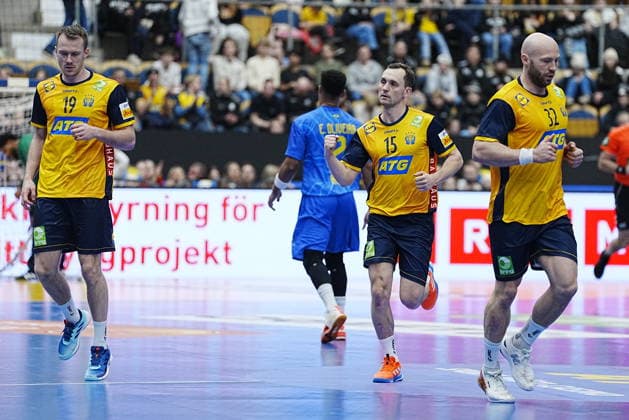 JÖNKÖPING, SWEDEN 20260105 Sweden s Hampus Wanne celebrates after scoring a goal during Monday s international handball friendly match between Sweden and Brazil at Husqvarna Garden. JÖNKÖPING SWEDEN x9200x Copyright: xBjörnxLarssonxRosvall TTx HANDBALL SWEDEN-BRAZIL