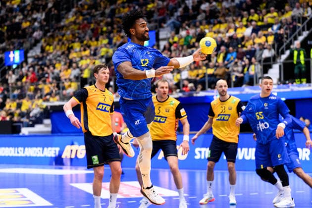 260105 Vinicios Angelo Lima de Carvalho of Brazil during the International Friendly, Länderspiel, Nationalmannschaft between Sweden and Brazil on January 5, 2026 in Jönköping. Photo: Carl Sandin BILDBYRAN kod CS CS0829 handball handboll handball international friendly sverige sweden brasilien bbeng Copyright: CARLxSANDIN BB260105CS022